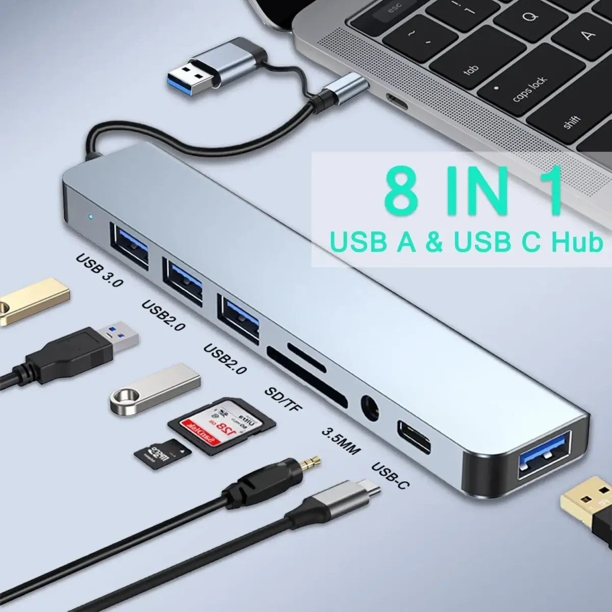 Hub USB C 8 en 1 lecteur de carte