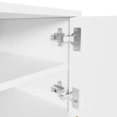 Meuble TV blanc à pieds dorés – image 2
