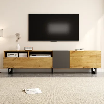 Meuble TV trois portes, gris foncé