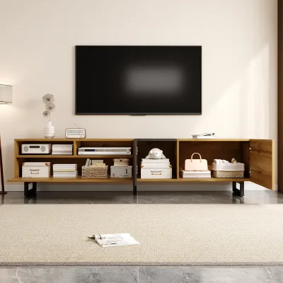 Meuble TV trois portes, gris foncé – image 3