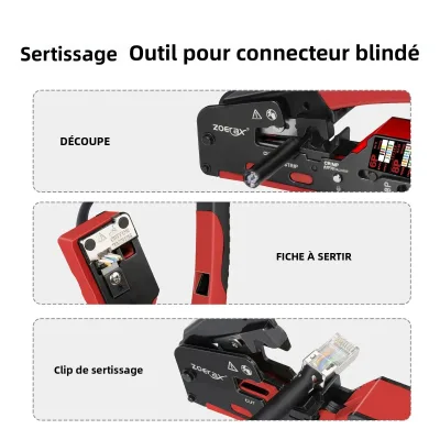 Pince à sertir RJ45 Cat7 Cat6a avec lames – image 3