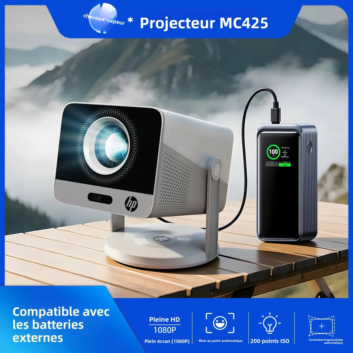 Projecteur portable Full HD rotatif
