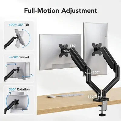 Support double écran articulé en aluminium – image 3