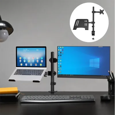 Support double moniteur, acier noir