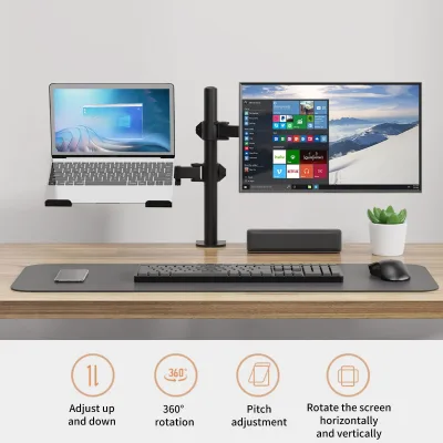 Support double moniteur, acier noir – image 2