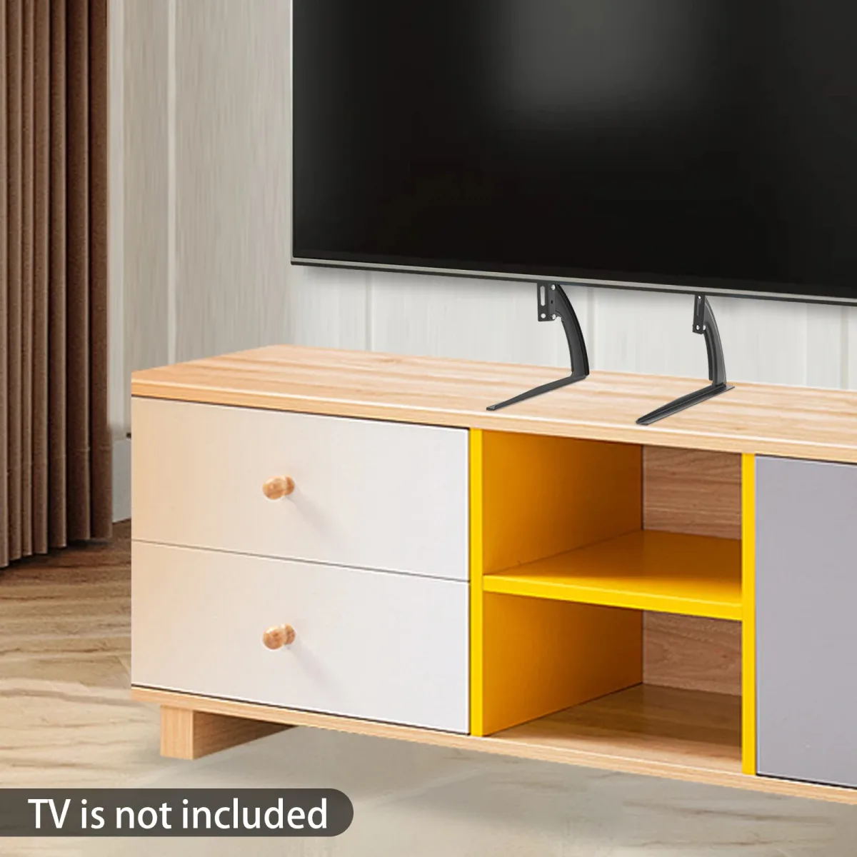 Support TV de table en acier noir
